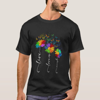 Live Love Accep Autism Awareness Flower Butterfly T-Shirt