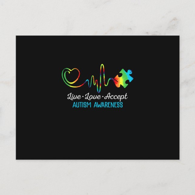 Live Love Accept Autism Awareness Announcement Postcard (Front)
