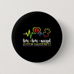 Live Love Accept Autism Awareness Button