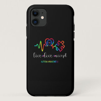 Live Love Accept Autism Awareness iPhone 11 Case