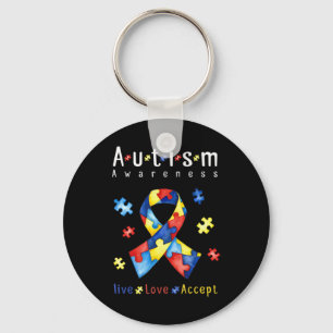 Live, Love, Accept, Autism Awareness, Funny Autism Keychain