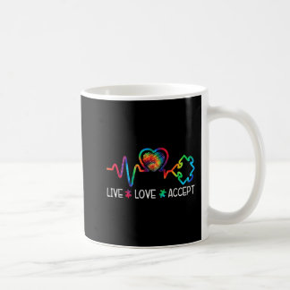Live Love Accept Autism Awareness Heart Beat Mom D Coffee Mug