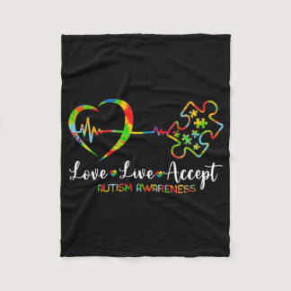 Live Love Accept Autism Awareness Men Women Kids G Fleece Blanket