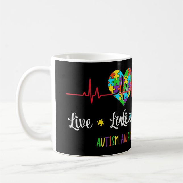 Live Love Accept Autism Awareness Mom,Show love to Coffee Mug (Left)