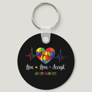 Live Love Accept Autism Awareness Mom,Show love to Keychain