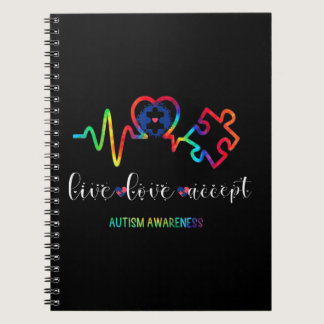 Live Love Accept Autism Awareness Notebook