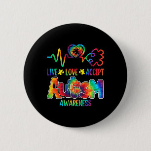 Live Love Accept Autism Awareness Support Acceptan Button