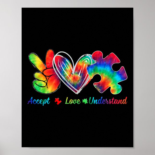 Live Love Accept Autism Awareness Support Acceptan Poster (Front)