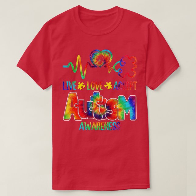 Live Love Accept Autism Awareness Support Acceptan T-Shirt (Design Front)