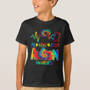 Live Love Accept Autism Awareness Support Acceptan T-Shirt