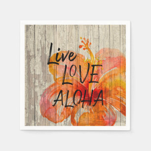 Live Love Aloha Hibiscus Beach Sign Napkins