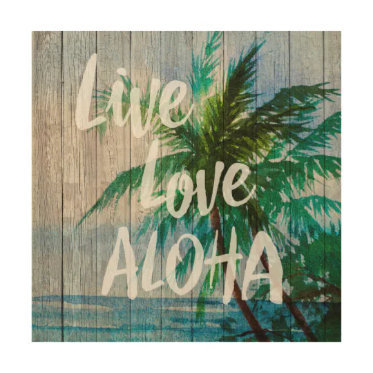 Live Aloha Hawaiian License Plate Flip Flops Palm Trees Lei Flowers Hawaii Sign