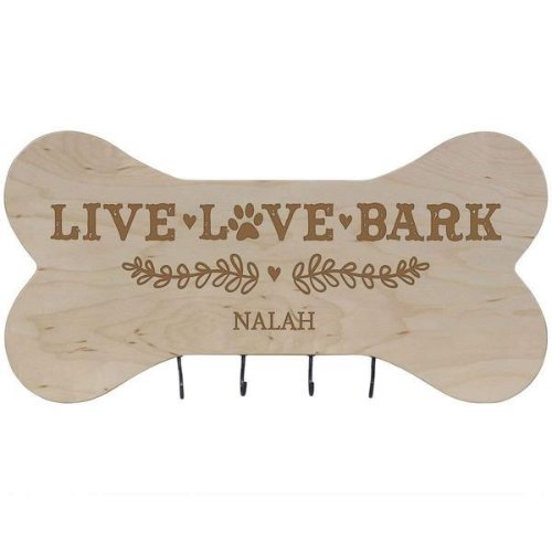 Live Love Bark Cool 4 Hook Maple Wood Leash Rack