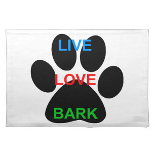 LIVE LOVE BARK Dog Paw Print Cloth Placemat