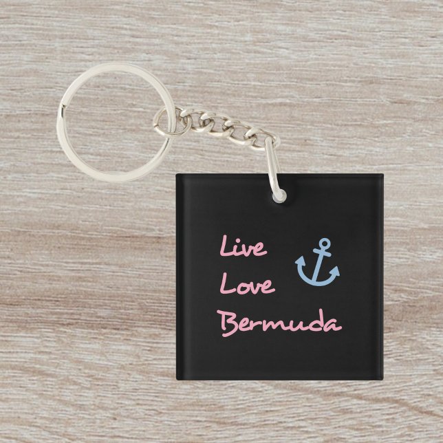 Live Love Bermuda Script Text with Anchor Dark Keychain (Creator Uploaded)