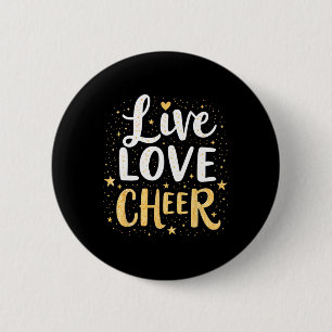 Live Love Cheer Shirt Cheerleading Girl Women Chee Button