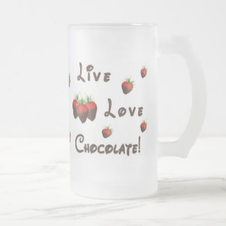 Live Love Chocolate Frosted Glass Beer Mug