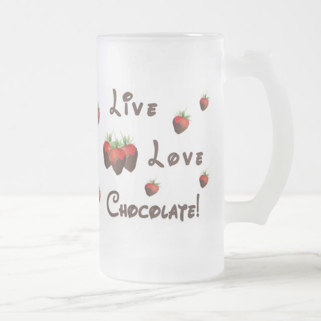 Live Love Chocolate Frosted Glass Beer Mug (Right)