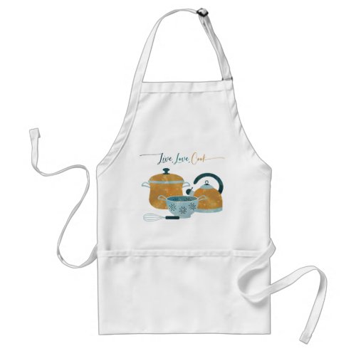 Live Love Cook Kitchen Utensils Adult Apron