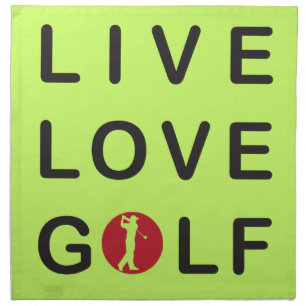 Live Love Golf Golfing Red Black Napkin
