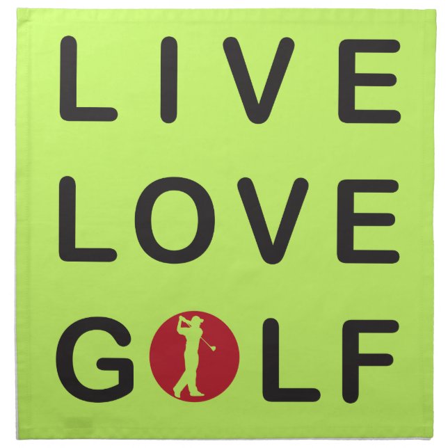 Live Love Golf Golfing Red Black Napkin (Front)