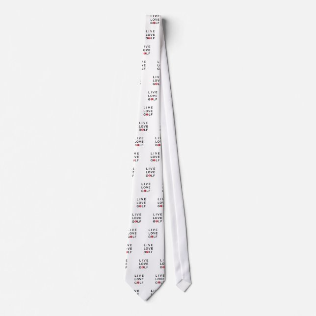 Live Love Golf Golfing Red Black Neck Tie (Front)