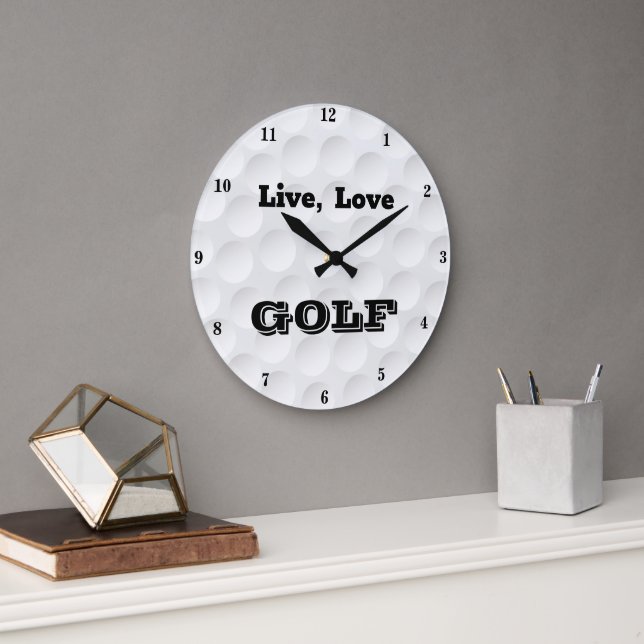 Live, Love GOLF Large Clock (Office)