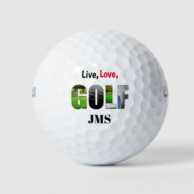 Live Love Golf Monogram Golf Balls (Front)