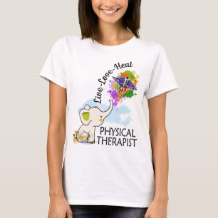 live love heal physical therapist elephent colors T-Shirt