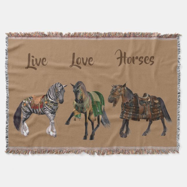 Live Love Horses Throw Blanket (Front)