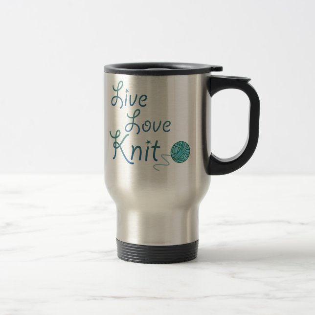 Live Love Knit for Knitters travel mug (Right)