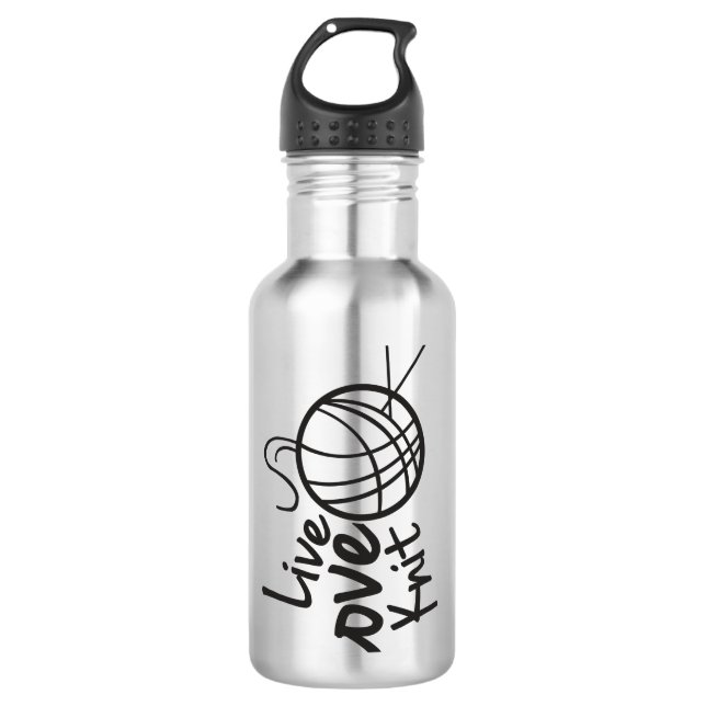 Live Love Knit | Knitting Water Bottle (Front)