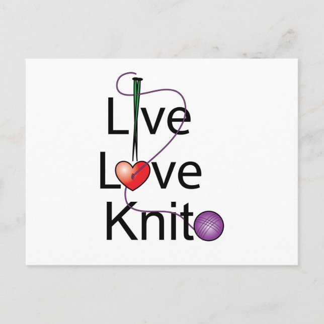 Live Love Knit Postcard (Front)