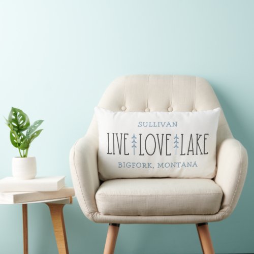 Live Love Lake House Custom Coordinates City Name Lumbar Pillow