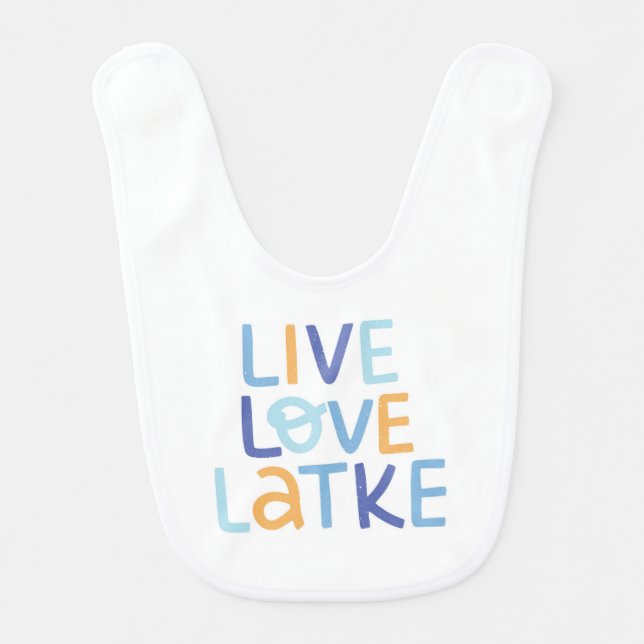 Live Love Latke Hanukkah Design Baby Bib (Front)