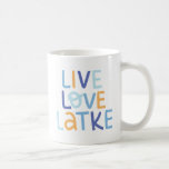 Live Love Latke Hanukkah Design Coffee Mug<br><div class="desc">Celebrate the joy of Hanukkah with this colorful "Live Love Latke" design. Featuring bright colors and playful typography,  this graphic is perfect for a variety of products,  from home decor to gifts. Add a touch of holiday spirit and deliciousness to your space with this fun and festive design.</div>