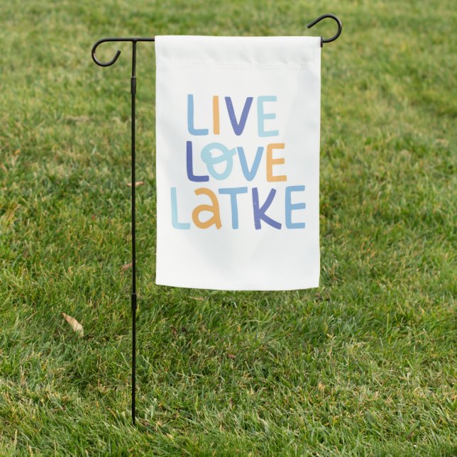 Live Love Latke Hanukkah Design Garden Flag (In SItu)
