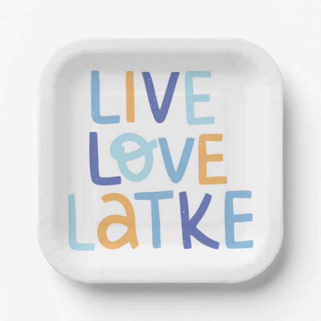 Live Love Latke Hanukkah Design Paper Plates (Front)
