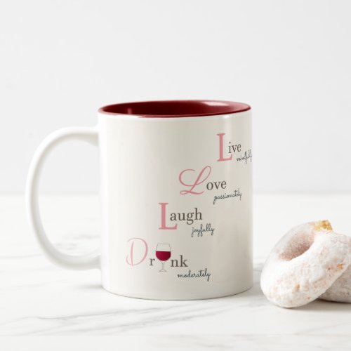 Live Love Laugh and Drink wine Two_Tone Coffee Mug
