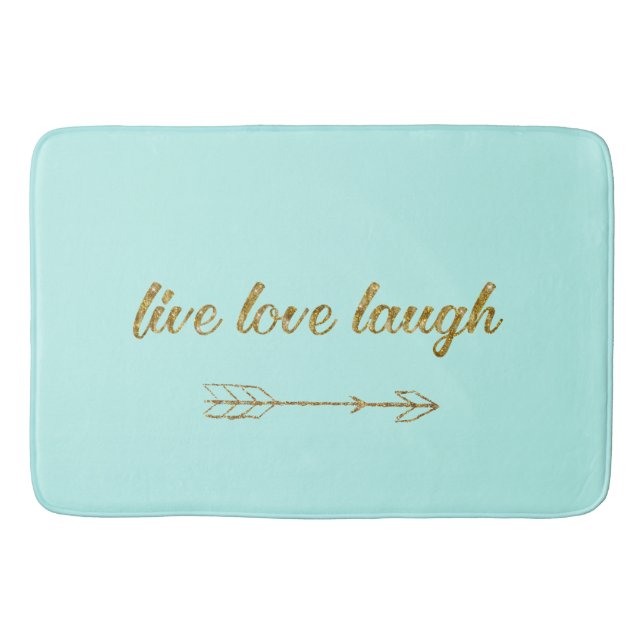 Live Love Laugh Arrow Gold Glitter Sparkle Large Bathroom Mat (Front)