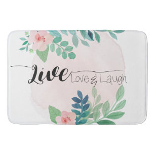 Live, Love, Laugh Boho Floral Bath Mat