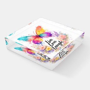 Live Love Laugh Butterfly Bloom Inspiration Paperweight