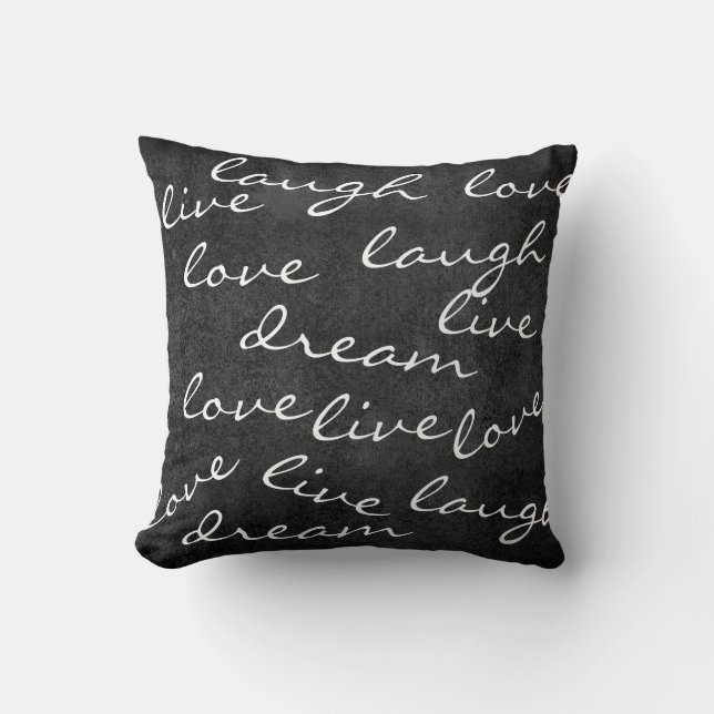 live love laugh dream typography pillow (Front)
