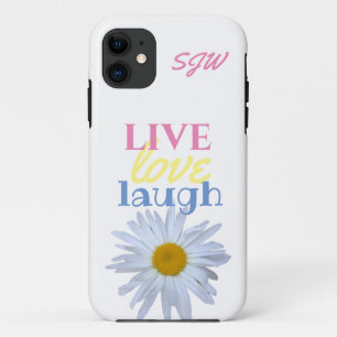 Live Love Laugh fun colorful type white iPhone 11 Case