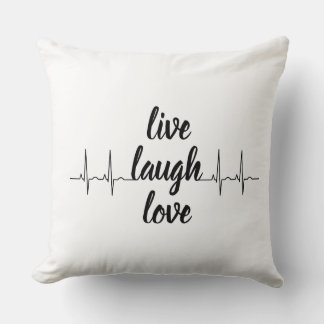Live, Love, Laugh — Heartbeat Pulse Throw Pillow