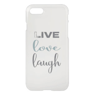 Live Love Laugh In Gray Blue Typography iPhone SE/8/7 Case