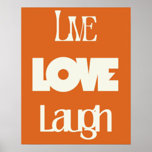 Live Love Laugh Typography Inspirational Poster