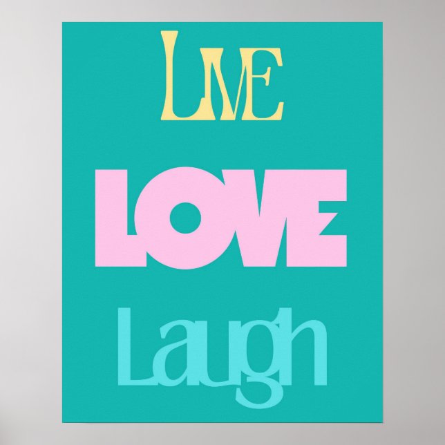 Live Love Laugh Typography Poster | Inspirational  (Front)