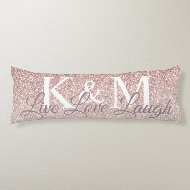 Live Love Laugh with Couple's Initials Body Pillow (Front)