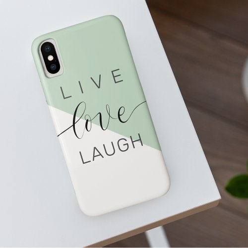 Live Love Laught Positive Motivation Mint Quote iPhone XS Case